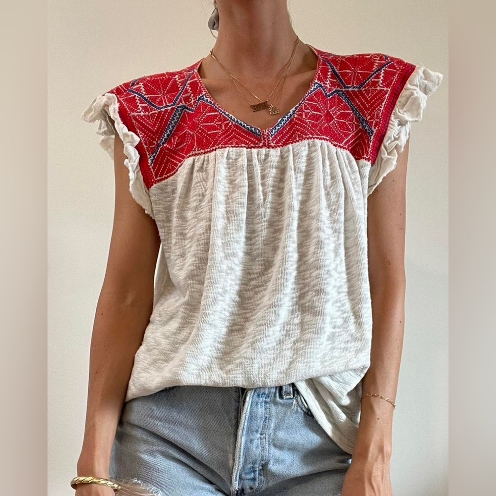 One September (Anthropologie) Flutter Sleeve Top
